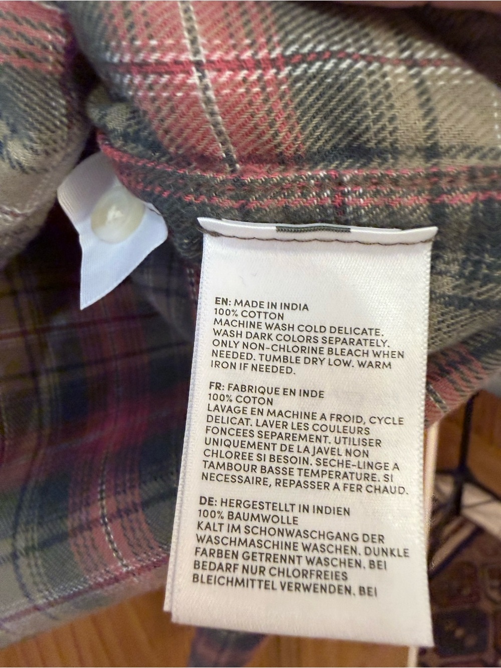 Lands’ End Pink Green Plaid Cropped Button Down Shirt Preppy M - Picture 6 of 8